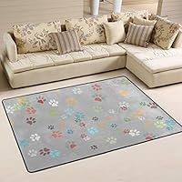 LORVIES Colored Paws Area Rug Carpet Non-Slip Floor Mat Doormats for Living Room Bedroom 72 x 48 inches