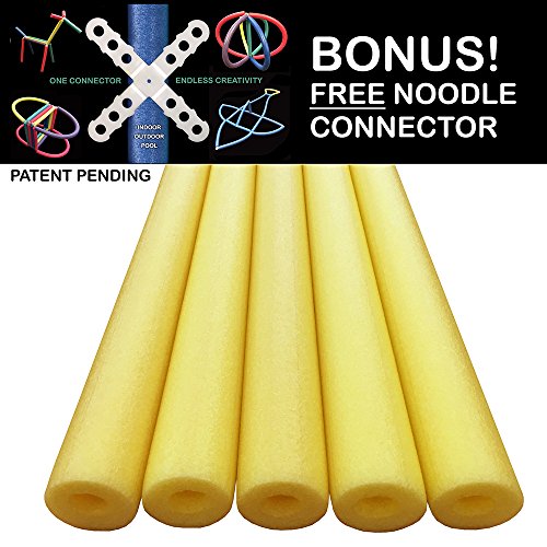 Oodles of Noodles Deluxe Foam Pool Swim Noodles - 5 Pack Approx 52 Inch Wholesale Pricing Bulk Yellow