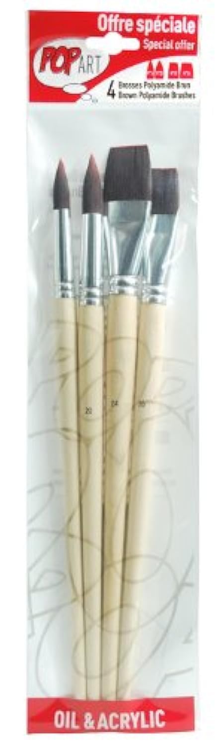 Pebeo Wallet of 4 Brushes, Brown