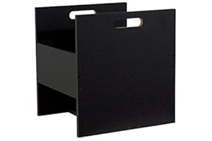 Atlantic Record Crate – Stackable Vinyl Record Storage Crate with Moist-Resisting Laminated Surface, Holds up to 50 LP Albums Safely, Built-in Carrying Handles for Mobility, PN 96636247 – Black