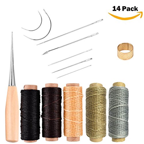 Leather Craft Tool Hand Sewing Needles - Upholstery Carpet Leather Canvas DIY Sewing Accessories (14 Pack)