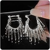 Gold Earrings for Women Trendy 925 Sterling Silver Tassel Chain Dangle Earrings Dangle Chain Line Jewelry Hypoallergenic Birthday Gifts for Women