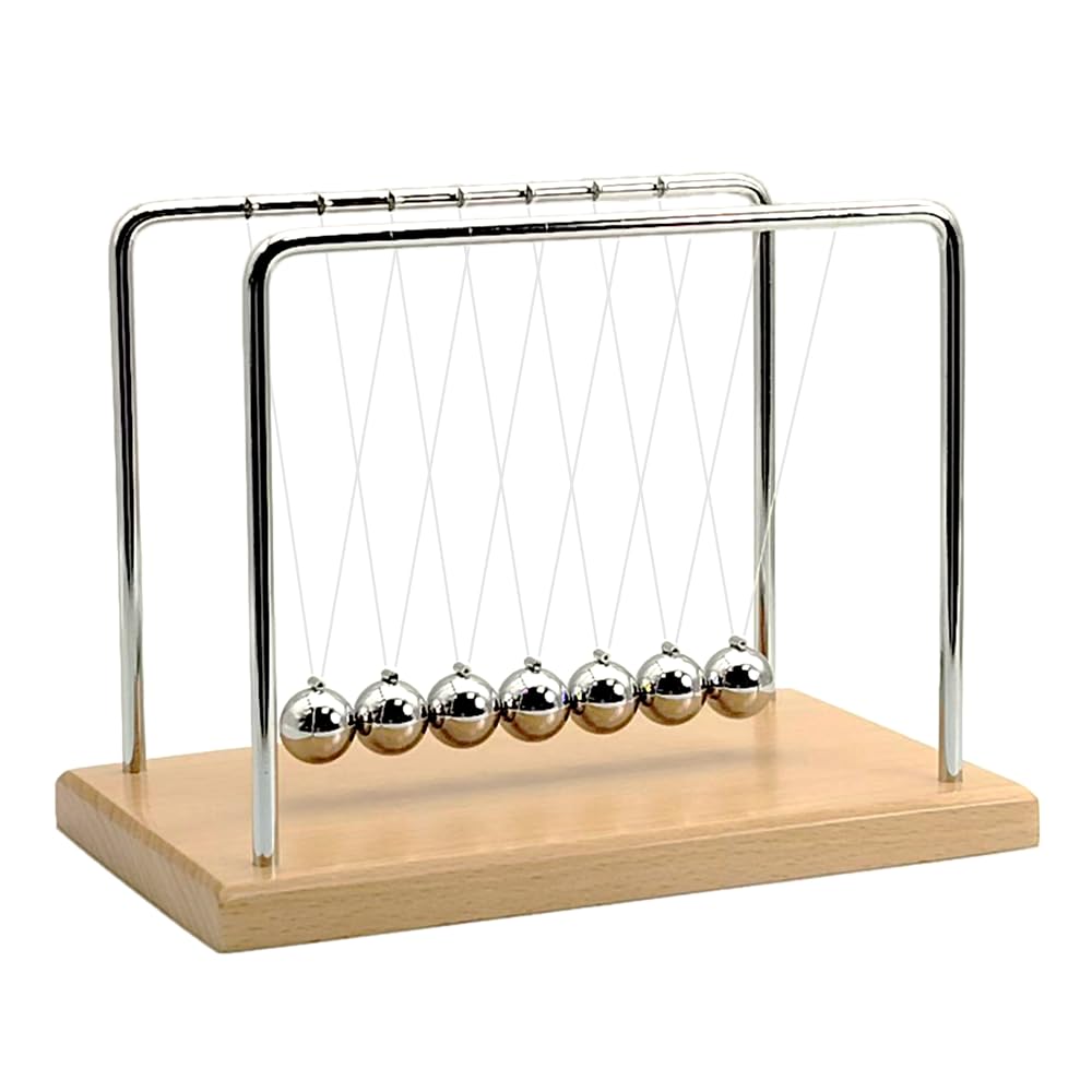 Photo 1 of QLKUNLA Newtons Cradle Balance Balls Science Physics Gadget Desktop Decoration Kinetic Motion Toy for Home and Office (Beech,7 Balls)