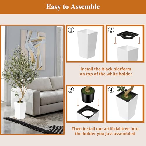 PHYTREE Artificial Olive Tree, 5.5FT Faux Olive Tree with White Tall Planter, Large Fake Potted Olive Plants with Lifelike Fruits and Realistic Trunk, Artificial Trees for Home Office Decor Indoor