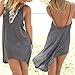 KMG Kimloog Women Halter Backless Sleeveless Irregular Casual Short Mini Dresses Party Beach Sundress (L, Gray)