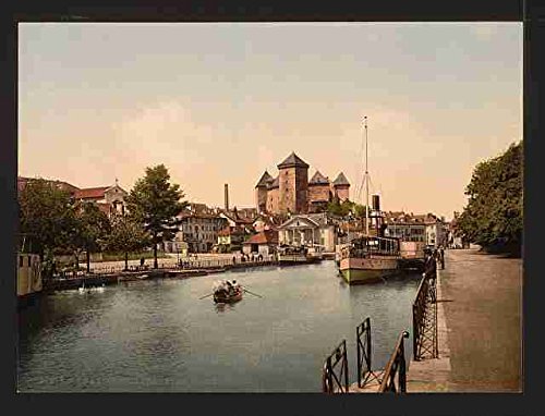 Plaque en métal’Harbor et chateau fort Annecy A4 12 x 8 en Aluminium Motif