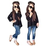 Morecome Kids Girls Long Sleeve T-shirt And Jeans Pants 1Set