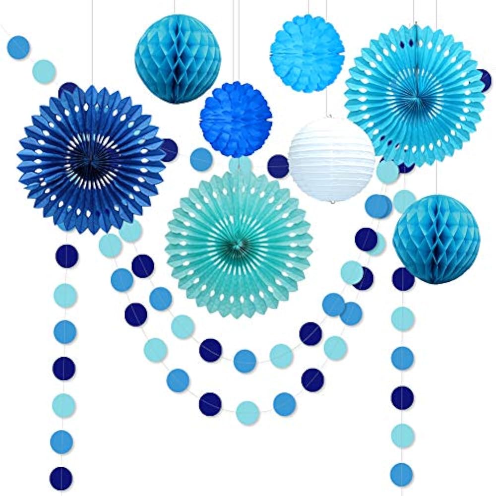 10pcs Under The Sea Theme Blue Party Decorations Kit Boy Birthday Circle Banner Ebay