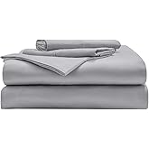 Miracle Made® Cotton Bed Sheets – 4 Piece Silver Infused, 300-Thread-Count Thermoregulating Miracle Clean & Cool ™ Sheet Set (Silver Grey, Twin)