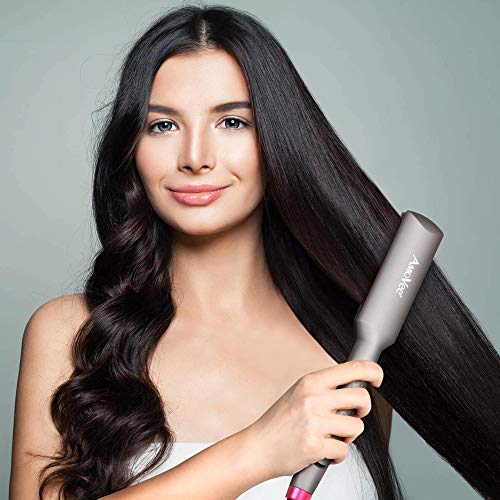 AMOVEE Pro Flat Iron Hair Straightener 1.75 Inch Ceramic Tourmaline Plates 10s Fast Heating Adjustable Temperature 265℉ to 450℉ Dual Voltage Auto Off, Glove Included, Iron/Fuchsia - Thumbnail 5