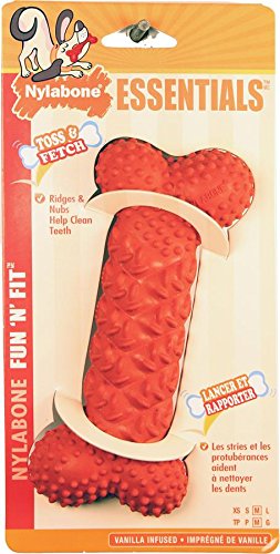 Nylabone 491551 Fun N Fit Rubber Braided Bone, Medium, 1Piece