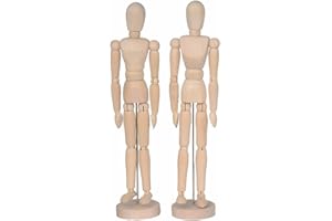 SESYOMR 2 Pack 12 Inches Tall Wooden Mannequin Artist Manikin with Stand - Great for Drawing or Desktop Decor （Men and Women/Dad and Mom ）
