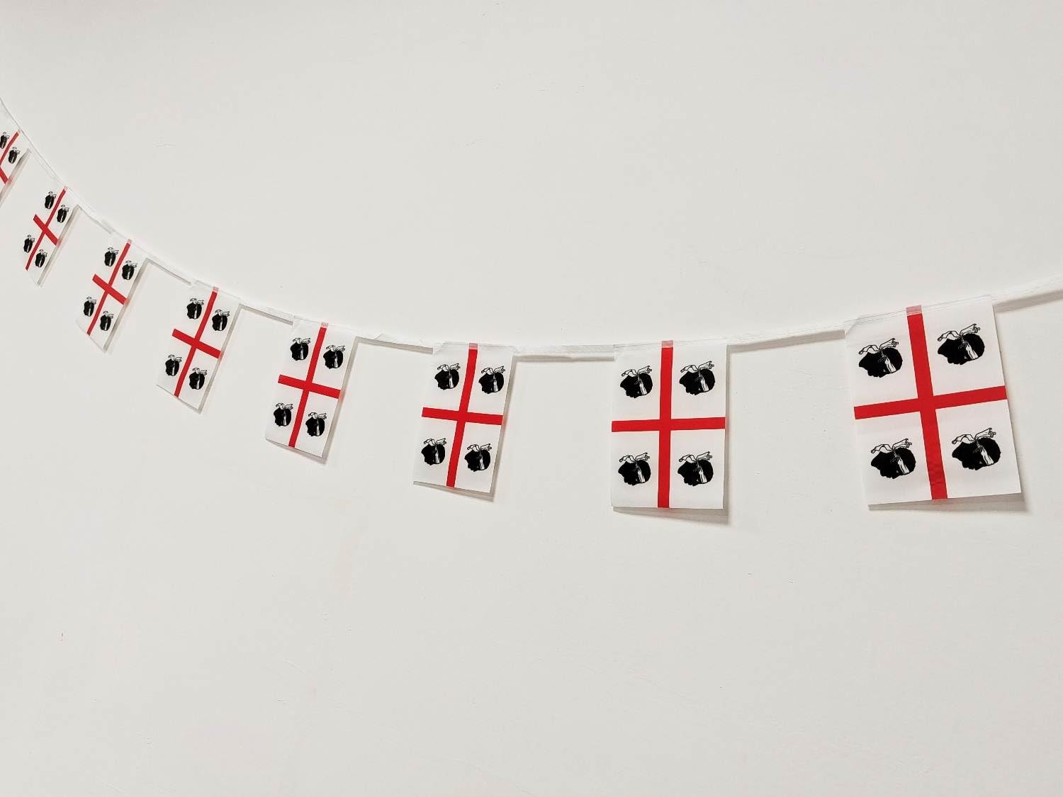 Pandiui23 Sardinia Flag Garland, 40pcs Rectangular 14x21cm Polyvinylchloride Macedonia Color, 11.4M