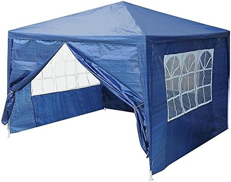 Garden Bean 10 x 10 ft Outdoor Easy Pop-Up Canopy Tent Portable Shade Instant Folding Canopy with 4 Removable Sidewalls Panels and Windows for Fetes Event Blue