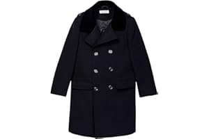 Isaac Mizrahi Boy's 2-20 Velvet Collar Quilt Lined Wool Blend Peacoat