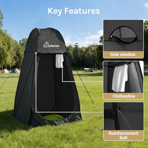 Wolfwise Pop Up Shower Tent, Portable Instant Changing Tent with Ventilation Window & Carry Bag, Privacy Bathroom Toilet for Beach, Camping & Outdoor, Width 47.2", Height 74.8", Blue