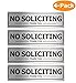 No Soliciting Sign for House, Metal Self-Adhesive Signs for Door Wall, Aluminum Soliciting Signboard for Business Office Home (4 Pack, 7×2 inches)