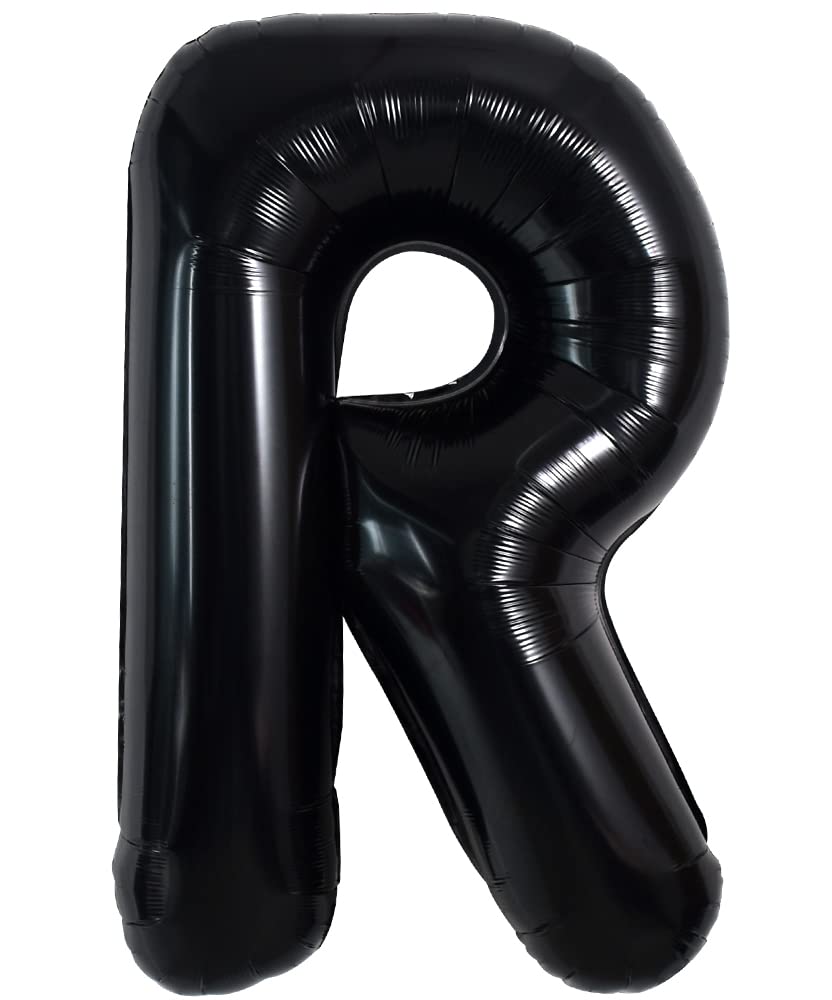 TONIFUL 40 Inch Large Black R Letter Jumbo Helium Balloons, Foil Mylar Big Alphabet Balloons for Birthday Party, Anniversary, Valentine's Day