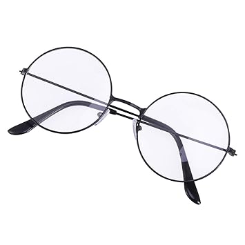 Luoem Unisex Retro Runde Brillen Klare Linse Glaser Ultra Light Fur Santa Claus Und Harry Potter Cosplay Schwarz Amazon De Spielzeug