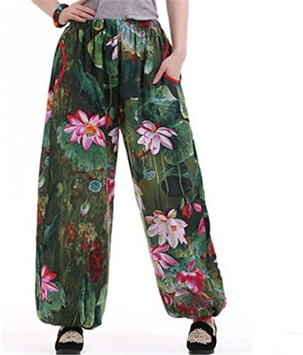 AUUOCC 11 Color New Women Casual Harem Pants High Waist Pants Dance Club Wide Leg Loose Long Bloomers Trousers Plus Size Color 4 XXXL