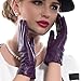 MATSU Fashion Women Winter Warm Leather Touch Screen Gloves 5 Colors M9213 (L, Purple (Long Fleece or Cashmere lining))