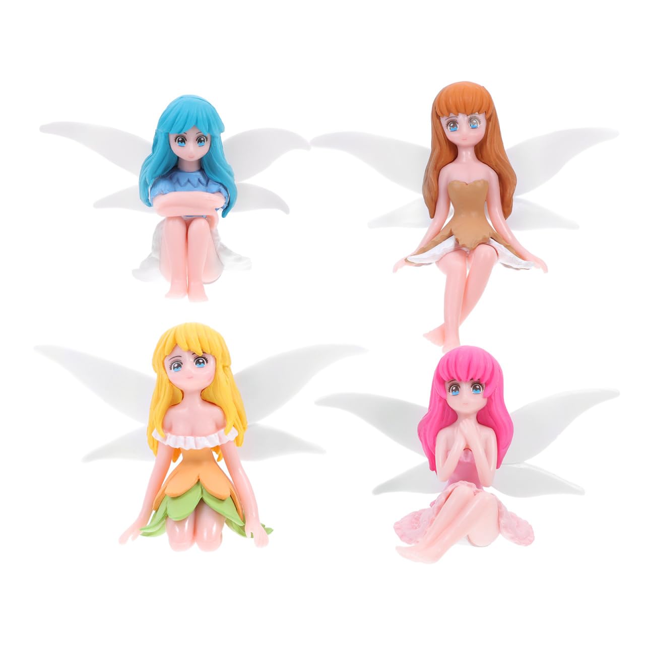 CIYODO 4 Pcs Miniature Fairy Figurines for Garden Decor Pvc Fairy Statue Ornaments for Micro Landscape Bonsai Decorations and Flowerpot Cake Toppers