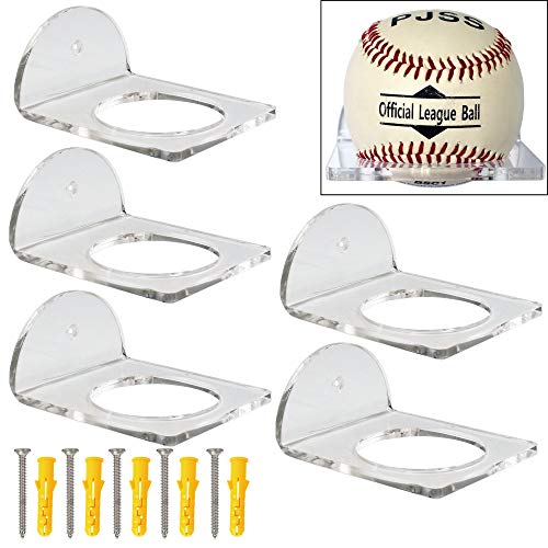 YYST Acrylic Baseball Softball Display Memorabilia Wall Mount Wall Holder Wall Rack Wall Bracket for Collectibles - No Baseball Included (5)