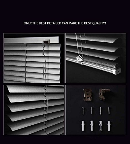 PASSENGER PIGEON Aluminum Blackout Light Filter Blinds Horizontal Custom-Made Water Rust Proof Fire Resistant Window Mini Blinds,1 Inch Slats,21" W x 64" L,Silver - Thumbnail 5