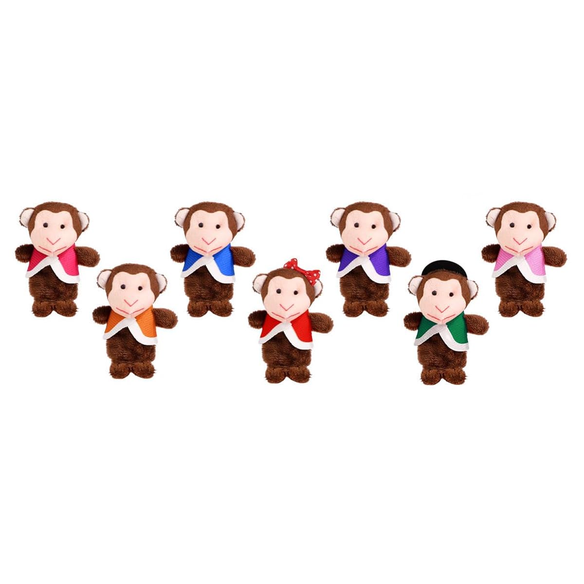 Enwye 1 Set Of 7 Little Monkey Finger Puppets Are Suitable for Story Time, Play Time, Classroom and Drama Role Play.