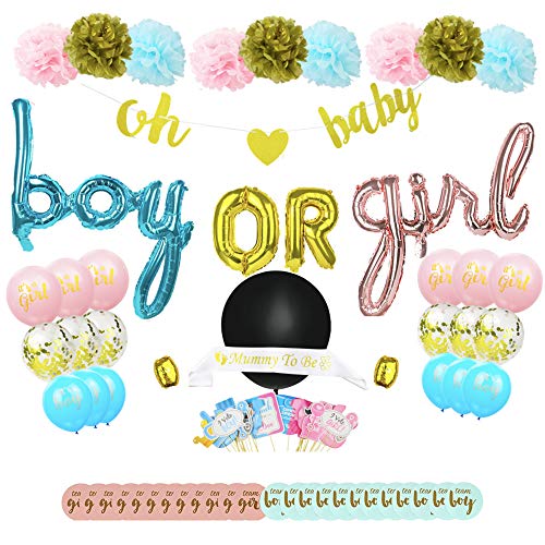 Gender Reveal Party Supplies 92 Pieces 36 Confetti Black Baby