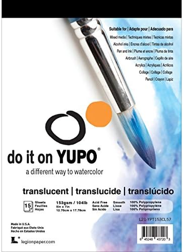 Yupo Paper L21-YUP153CL57 Translucent Sheets (15 Pack), 5" x 7" (Limited Edition)