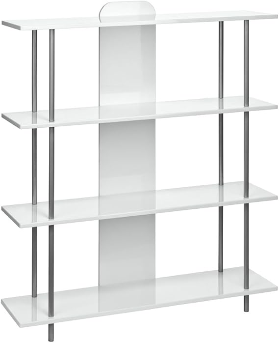 4 Tier White High Gloss Shelf Display Unit Bar Rack Bookcase Shelves Steel Tube Frame Amazon.co