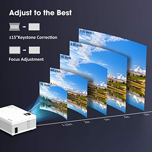 WiFi Projector, 4200L Wireless Bluetooth Mini Projector with Tripod, 1080P 170\'\' Display Supported, Compatible with TV Stick, PS4, DVD, Portable Projector for Home Entertainment