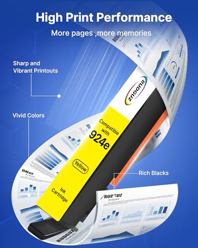 924e 924XL Ink Cartridges Compatible for HP 924e 924 Ink Cartridges for HP OfficeJet Pro 8120 8123 8120e 8122e 8124e 8125e 8128e 8130 8130e 8132e 8134e printers (4-Pack, Black, Cyan, Magenta, Yellow)