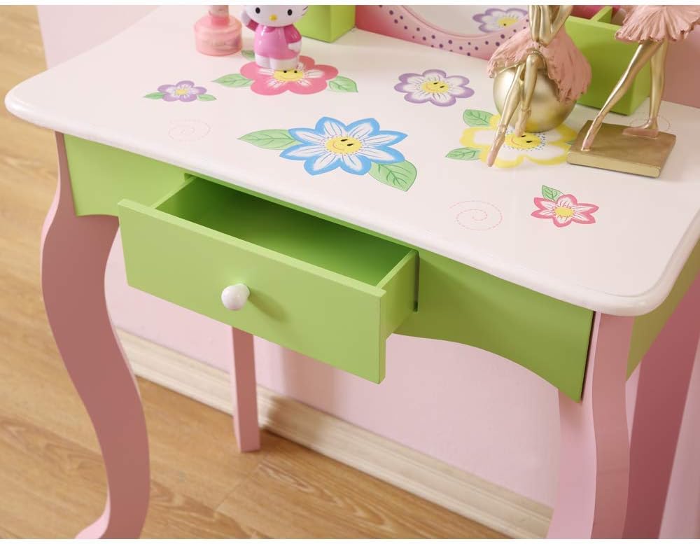 Dressing Table Stool Set Wodeny Kids Vanity Table Set With Mirror For Little Girls Vanities