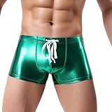 PASATO Sexy Men's Bright Leather Swimming Trunks