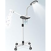 Kingsteam Professional 2-in-1 Facial Steamer with 5X Magnifying Lamp, Salon Grade Hot Mist Esthetician Device, Adjustable Timer, 2 Steam Levels, 3-Level LED Light, White