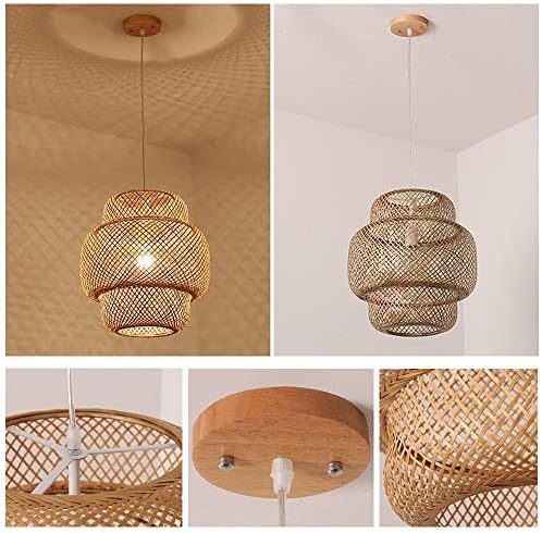 Comprar online | Lámpara colgante de mimbre bambú, E27 Moderna pantalla