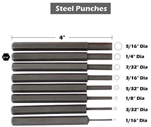 Drixet 18 Piece Steel & Brass Punch Set with Automatic Center Punch â€“ Multiple Sizes - Useable on any Material (Very Convenient for Gunsmithing to Repair/Maintain Guns/Fire arms)