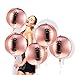 12 Packs 22 Inch 4D Balloons Large Foil Balloons Sphere Foil Balloons 4D Round Balloons for Birthday Wedding Baby Shower Party Decors (12 Packs, Rose Gold)