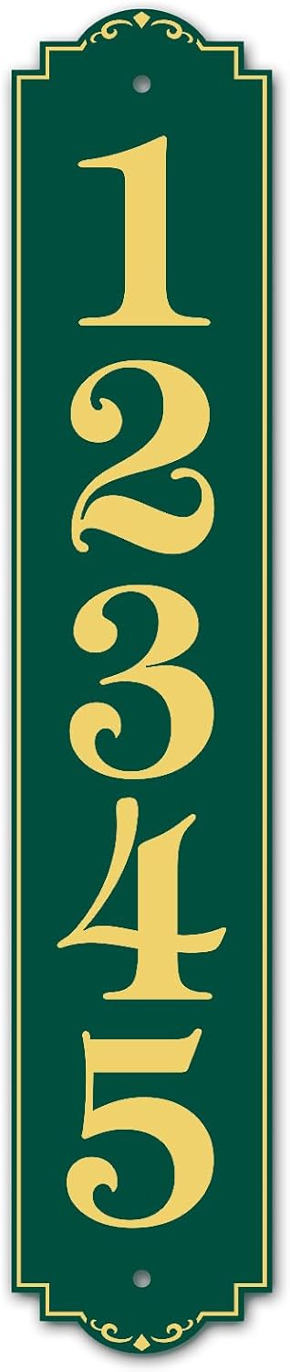 Plaques & Wall Art - Vertical Address Sign, House Numbers Plaque, Indoor/Outdoor Use, 3.5x18 inch, 22 Colors, Reflective Option, USA Made By My Sign Center (Florence)