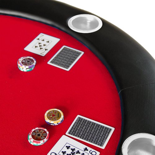 84" 10 Player Texas Hold'em Folding Poker Table Top Red with Carrying Bag