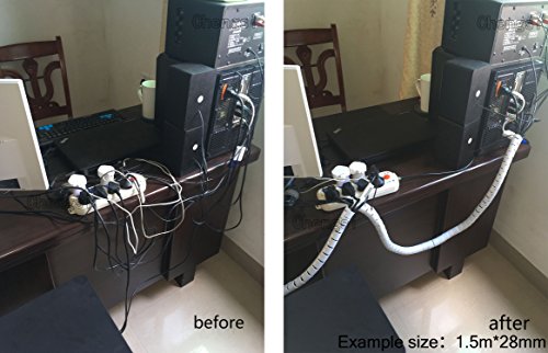 Cable Organizer Coiled Tube Sleeve Cable Cable Management Sleeve White chengsi NBXG0061 bai1528 - Thumbnail 5