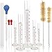 SUPERLELE Glass Graduated Measuring Cylinder Set 100ml 50ml 25ml 10ml 5ml with 2 Glass Stirring Rod, 3 Dropper and 2 Cleaning Brush