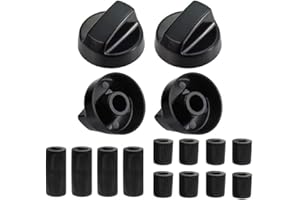 XIAOYIXIAO 4 Pack Control Knobs Replacement with 12 Adapters – Universal Fit for Oven, Stove, Range – D-Hole Size Matching Gu