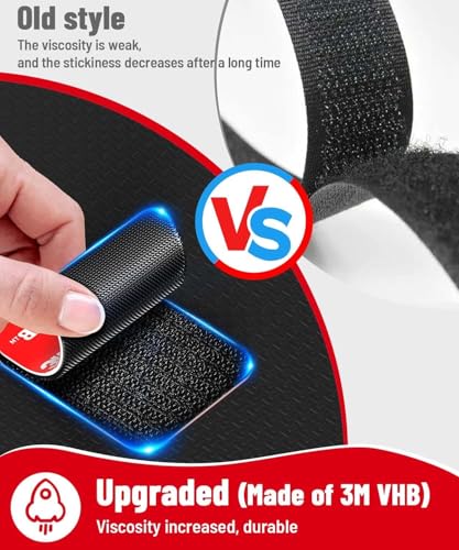 Velcro Strips with Adhesive, Hook and Loop Strips with Super Adhesive Heavy Duty, Made of 3M, Heat Resistant Waterproof, Outdoor or Indoor Use, 12 Sets (Black, 1.57x1.97 Inch)