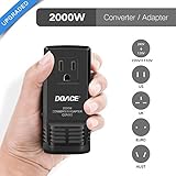 [Upgraded] DOACE C8 Mini Transformer 2000W Worldwide Travel Converter Adapter, Set Down 220V to 110V International Voltage Converter for Hair Dryer, All in One Plug Adapter Wall Charge for UK/AU/US/EU
