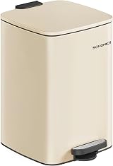SONGMICS Steel Pedal Bin 20L with Inner Bucket Soft Close Stays Open Sand Beige