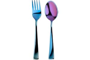 Ahimsa Stainless Steel Kids Utensils - Kids Fork and Spoon Set, Pediatrician Designed Toddler Utensils, 100% BPA Free & Dishwasher Safe (Iridescent Blue)