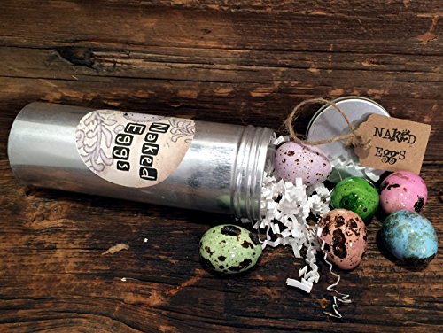 Half Dozen Quail Eggs Dyed and Glazed in Decorative Tin, Customize with